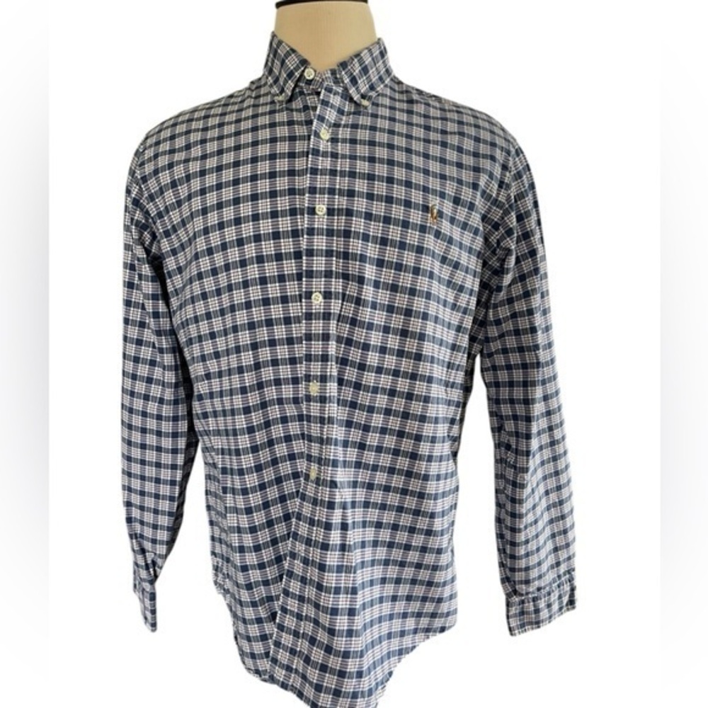 RALPH LAUREN POLO Blue Plaid‎ Button Down Preppy Oxford Shirt Size XL